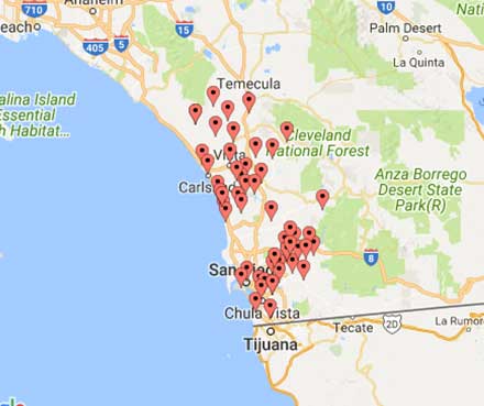 san diego service area map